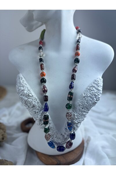 SEDEF TAKI Uzun taşlı mineli kolye