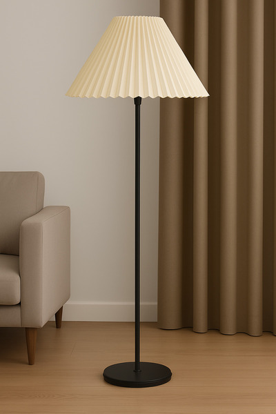 Vinner LMD-FR03 Conic Statik Siyah Metal Lambader - Krem Kırma