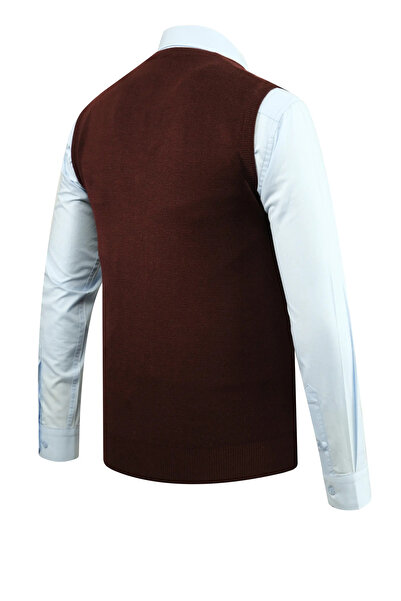 Çizgi Triko Men's V-Neck Sweater Patterned Steel Knitting Classic Pattern - 5209H