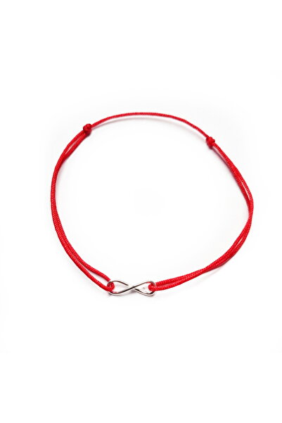 Wild Bracelets Adjustable adult bracelet made of 925 Silver with Infinity charm and red silk cord