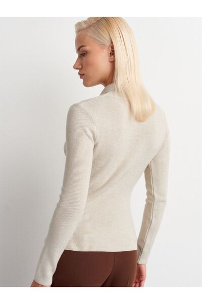 Dilvin Stand Collar Snap Knitwear Sweater