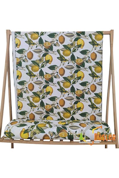 DÜŞLER EV TEKSTİLİ Lemon and Lemon Blossom Patterned Water and Stain Repellent Panama Linen Duck Fabric Cloth 100X180