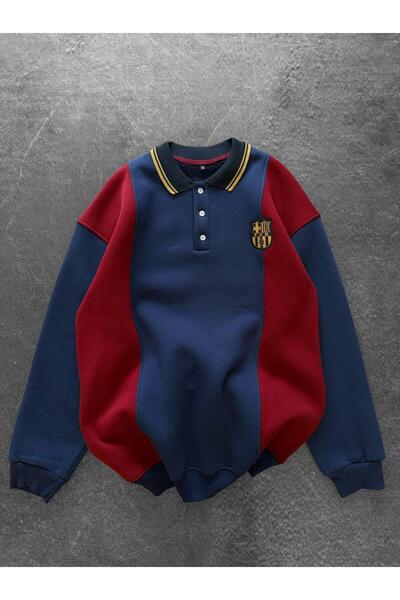 KUN SPORTSWEAR Premium Collar Retro Ethnic Pattern Sweatshirt Oversize Unisex