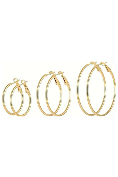Jaida Moda Women's 3-Piece Hoop Steel Earring Set – 4-3-2 cm Sizes