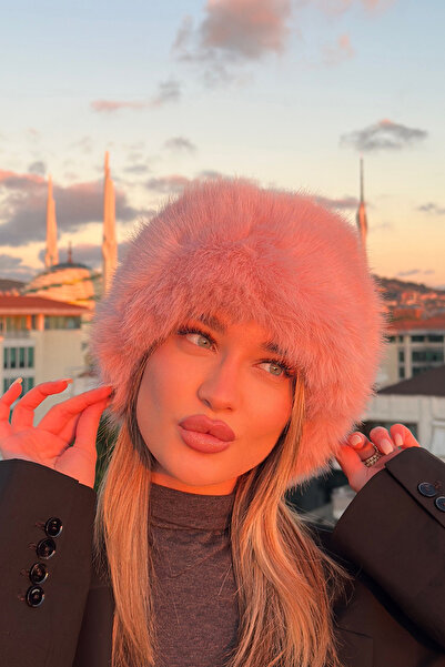 Mavelle Women's Pink Russian Style Kalpak | Slavic, Mongolian Faux Fur Women's Hat