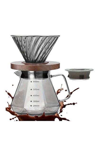 unbranded طقم تحظير القهوة المقطرة 600 مل اسود