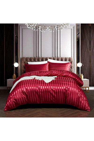 OEM Red satin bed linen, duvet cover 140x200 cm, 1 pillowcase 65x65 cm