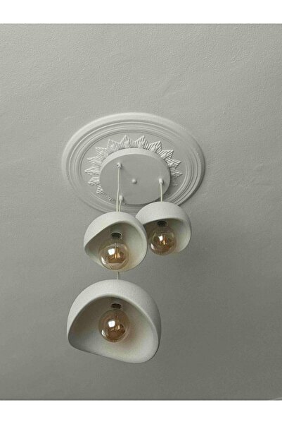 Luminars Beton Görünümlü İskandinav &Bohem Tarz 3’lü Sarkıt Avize Profesyonel Tasarımlı