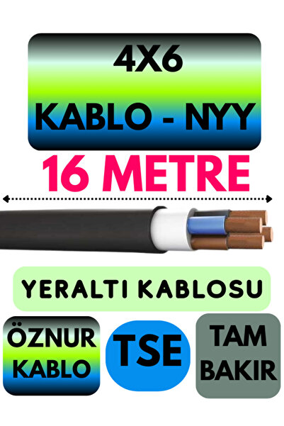 Avarson Öznur 4X6 NYY (Yeraltı Kablosu) Metre Seçenekli 16 METRE
