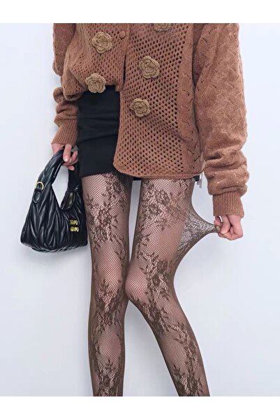 Zess store Чорапогащи Zess File с флорален мотив Y2K