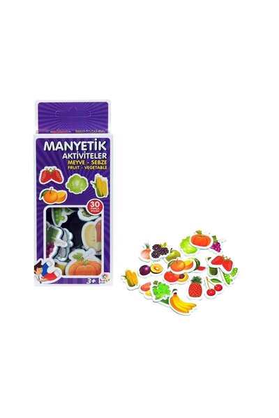 minivo Manyetik Aktiviteler – Meyve & Sebze 30 Parça Magnet Oyuncak Seti, Eği...