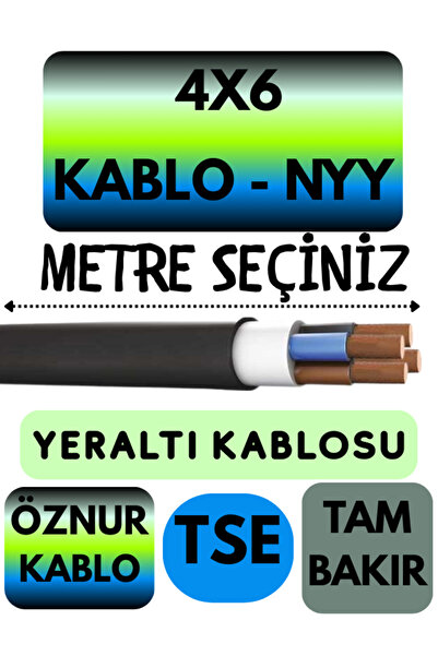 Avarson Öznur 4X6 NYY (Yeraltı Kablosu) Metre Seçenekli 6 METRE