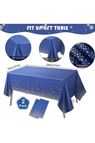 OEM Rectangular tablecloth, blue 137x274 cm, set of 2 pieces
