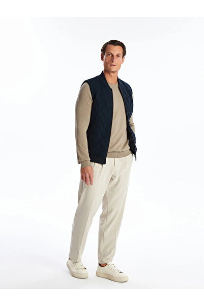 LC Waikiki سترة LCWAIKIKI الكلاسيكية ذات اللون الأزرق الداكن ذات الياقة الواق...