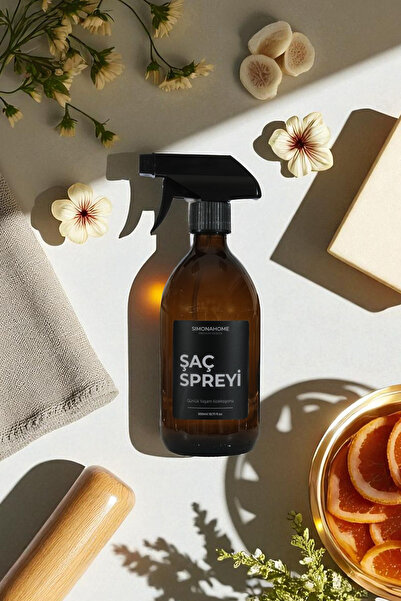 Simona Home Amber Cam Şişe 500ml Sprey Başlıklı Siyah Etiketli Günlük Yaşam K...
