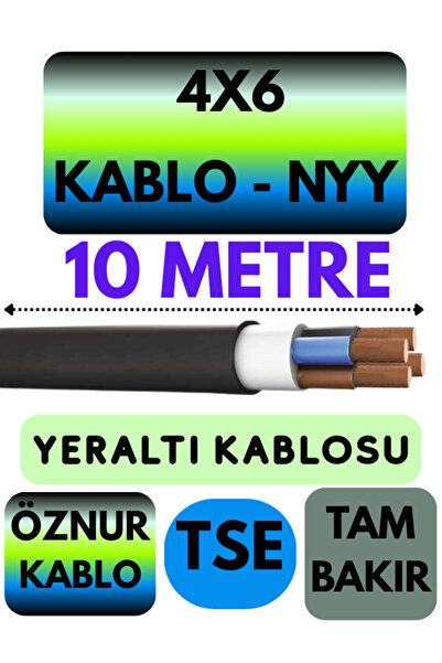 Avarson Öznur 4X6 NYY (Yeraltı Kablosu) Metre Seçenekli 10 METRE