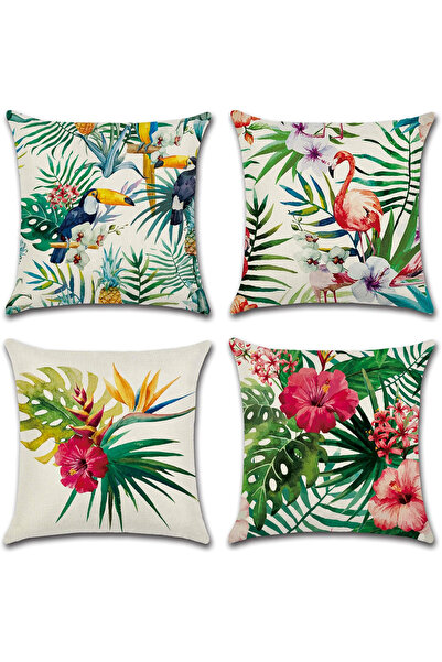 OEM Fețe de pernă decorative cu model tropical 45x45 cm, set de 4 piese