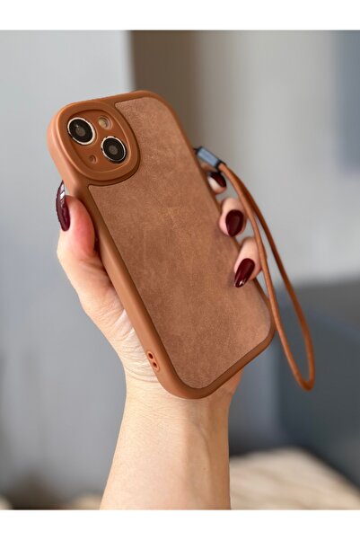 MİRAZ TASARIM iPhone 13 Rope Leather Textured Brown Case