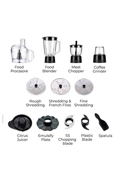Muller Koch Multifunctional Food Processor 1000W – 4 in 1, 1.5L Glass Blender, Variable Speed, MK-6021