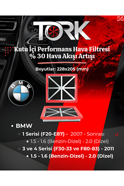 TORK Bmw 1-3 Series 1.6 - 1.5 - 2.0 (F20, F30, F80) Air Filter