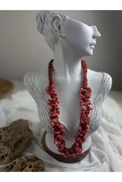 SEDEF TAKI Taşlı uzun boncuklu akik taşlı kolye