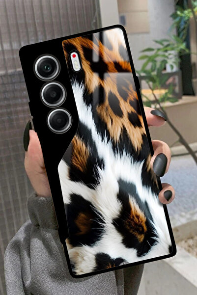 TECNO Camon 40 Uyumlu Kahverengi Leopar Tasarımlı Glossy Premium Kılıf