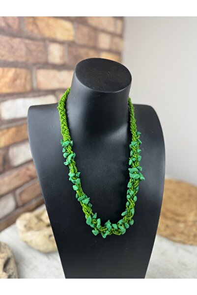 SEDEF TAKI Taşlı uzun boncuklu akik taşlı kolye