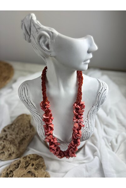 SEDEF TAKI Taşlı uzun boncuklu akik taşlı kolye