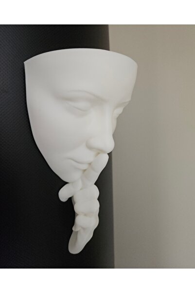 muggle design Sessizlik Kadın Duvar Saksısı – Yüz ve El Figürlü Dekoratif Sak...