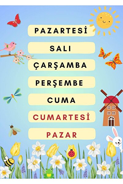 PRİME Concept HAFTANIN GÜNLERİNİ ÖĞRENİYORUM 50 X 70 (VİNİL BRANDA) DİJİTAL B...