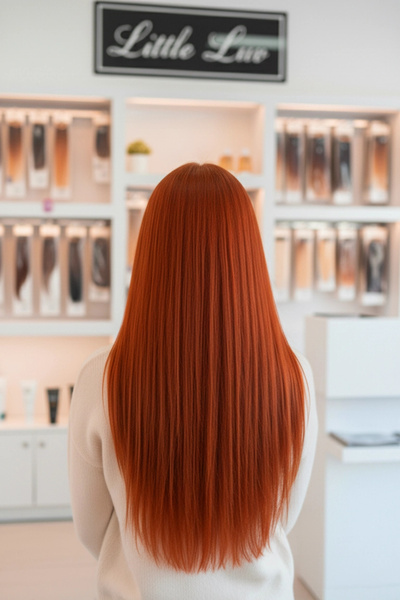 little Luv Yarımay Postiş - Yarım Ay Çıt Çıt Saç / Bakır / Düz / 60cm - HT13