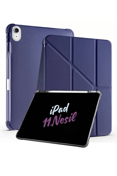 Fuchsia iPad A16 11Th Generation Nesil A16 2025 Compatible Tri-Folding Tablet Case + Palm-Rejection Tablet Pen