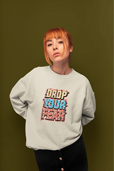 ArtYus Drop Your Fear Colorful Printed Crew Neck Sweatshirt