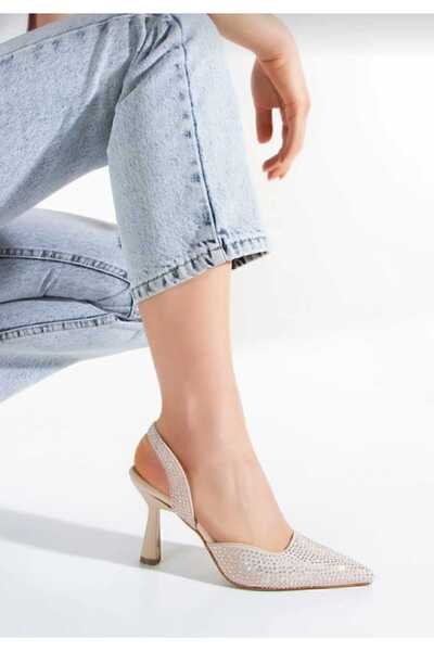 Zenvea Fantasiya Poli Kalo Stone Pointed Toe Thin Heeled Women's Evening Dress Shoes