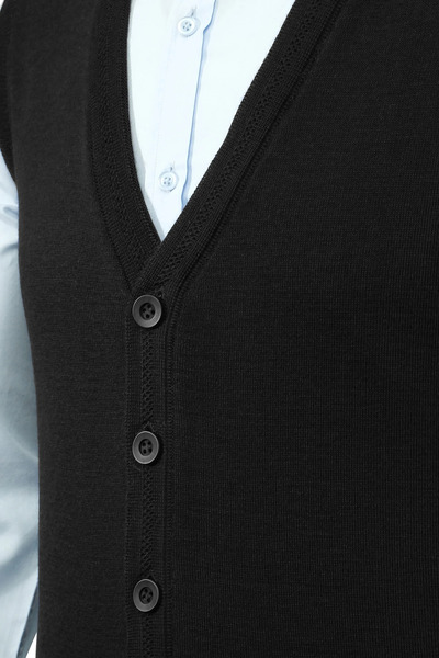 Çizgi Triko Men's Buttoned Vest Knitwear with Pockets Steel Knit Classic Fit - 5200L