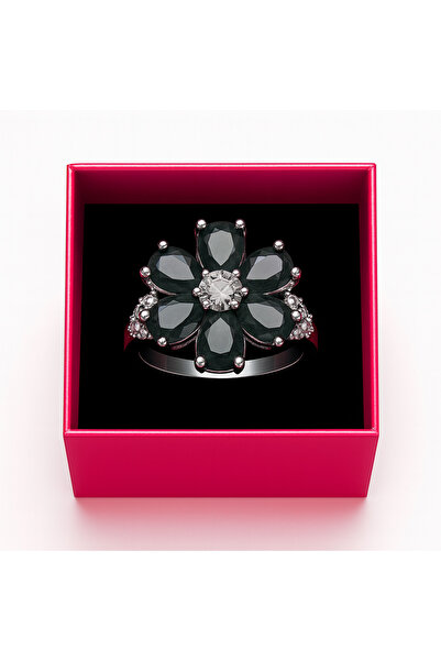 Bittox Adjustable Romantic Flower Design Zircon Stone Steel Stainless Silver Color Ring-New Season