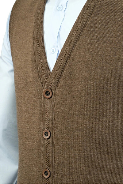 Çizgi Triko Men's Buttoned Vest Knitwear with Pockets Steel Knit Classic Fit - 5200L