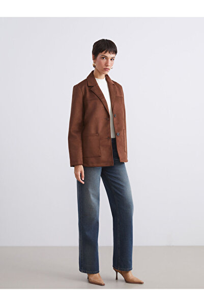 LC Waikiki Brown Suede Look Women's Blazer Jacket