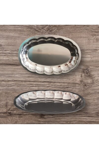 BİODATA 430 Stainless Steel Fruit and Salad Plate 27X18 cm - Appetizer Breakf...