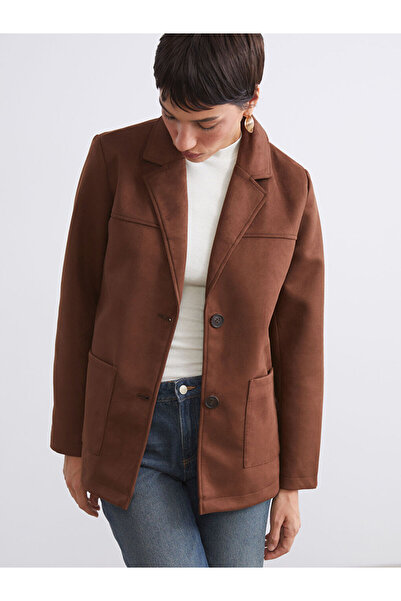 LC Waikiki Brown Suede Look Women's Blazer Jacket