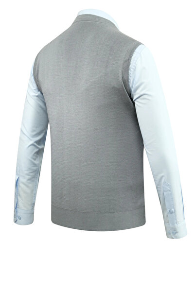 Çizgi Triko Men's Buttoned Vest Knitwear with Pockets Steel Knit Classic Fit - 5200L