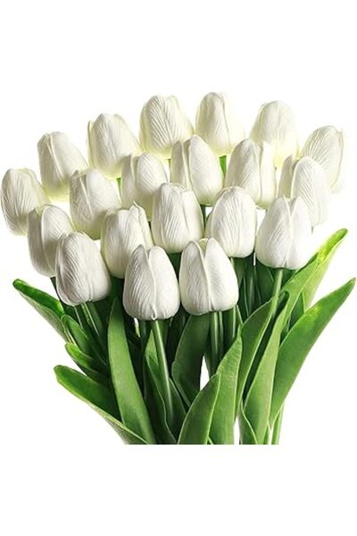 Generic OFRANK Artificial Tulip 20 Pcs Silk Flowers 13.5" for Home Decorations Centerpieces Arrangement Wedd