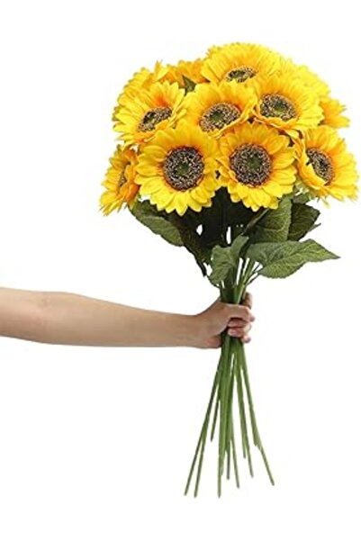Generic Laelfe 6PCS Artificial Sunflower Flowers Long Stem Silk Fake Sunflowers Decoration for Outdoor Home