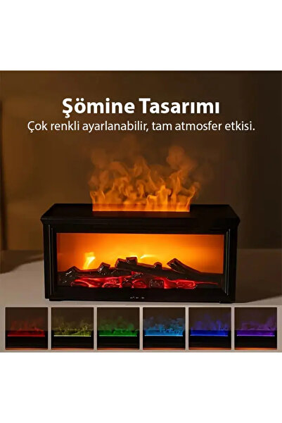 Genel Markalar EZERE A4 Şömine Esintili Aromaterapi Difüzörü Ultrasonik Hava Nemlendici-(5775) - tygo1511-728