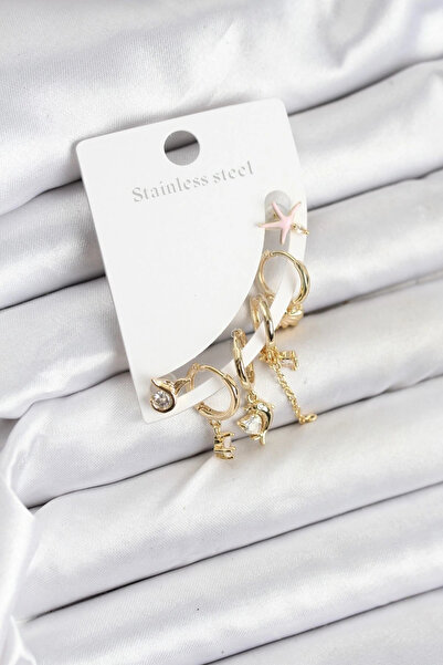 ALFA AKSESUAR 03 Brass Gold Color Set Earrings - Tj-Bkp11215