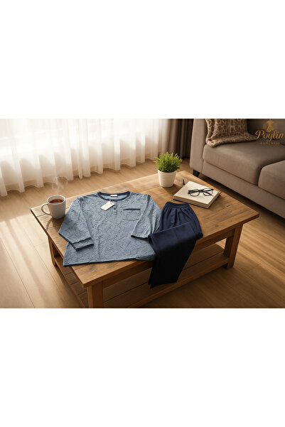 PİJAPİA Erkek Uzun Kollu Desenli Pamuklu Pijama Takımı