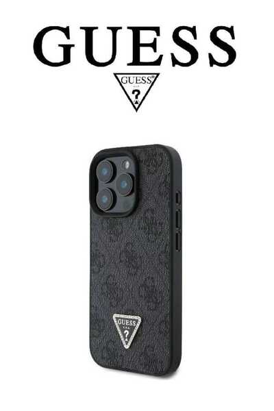 Guess Stylish Shockproof Leather Phone Case with Logo and Removable Strap for iPhone 16 Pro Max