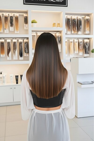 little Luv Yarımay Postiş - Yarım Ay Çıt Çıt Saç / Kahverengi Balyaj / Düz / ...