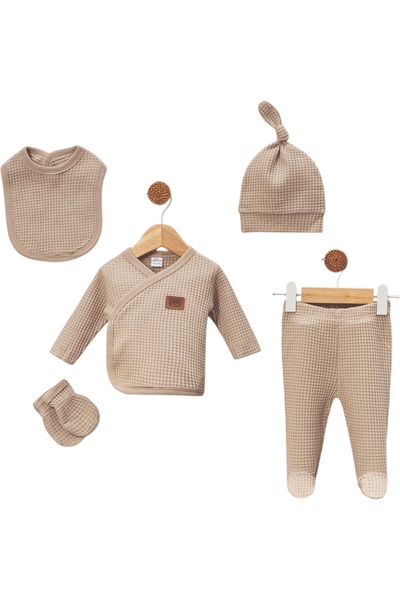 Mini Okyanus Bebe طقم زيبين من القطن المضلع مكون من 5 قطع من 0 إلى 3 أشهر للج...