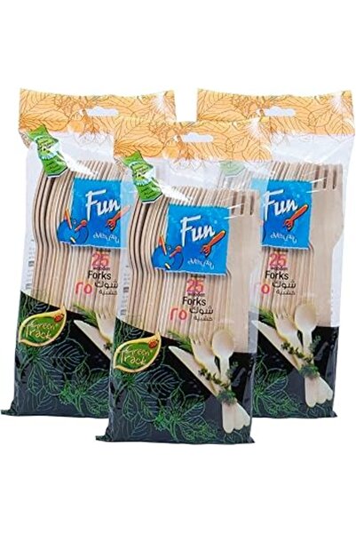 Generic FUN BY AL BAYADER فن Promopack Eco Friendly Disposable Wooden Fork Set- Heavy Duty Cutlery Utensil